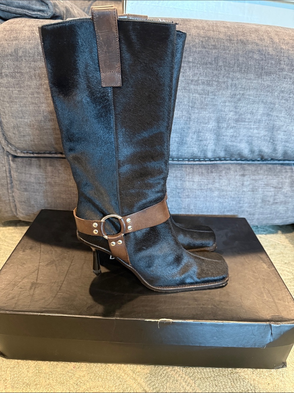 Dolce & Gabbana pony/nero elbamatt boots sz 37.5